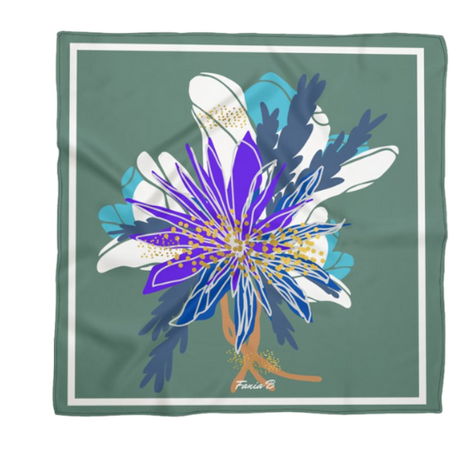 Tropical Art Nouveau Silk Scarf - Green