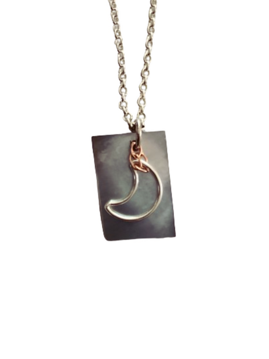 Stellar Radiance - Sterling Silver Moon pendant